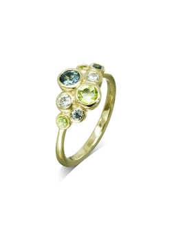 Water Bubbles Green and Teal Sapphire Cluster Ring Ring Pruden and Smith   