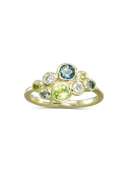 Water Bubbles Green and Teal Sapphire Cluster Ring Ring Pruden and Smith   