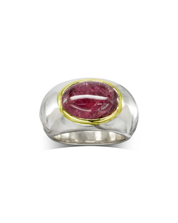Pink Tourmaline Cabochon Dress Ring Ring Pruden and Smith