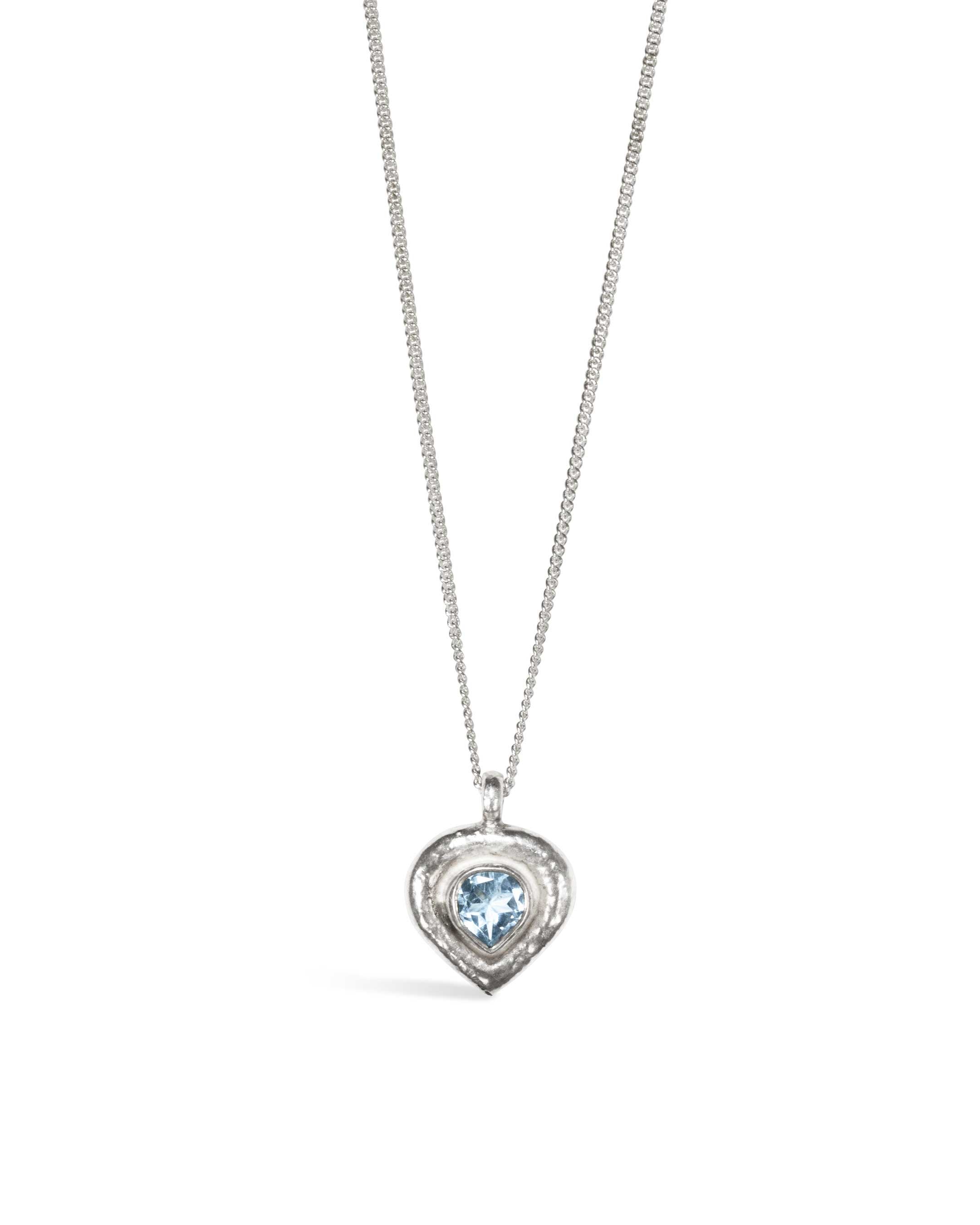 Hand Made Hammered Blue Topaz Pendant Pruden and Smith
