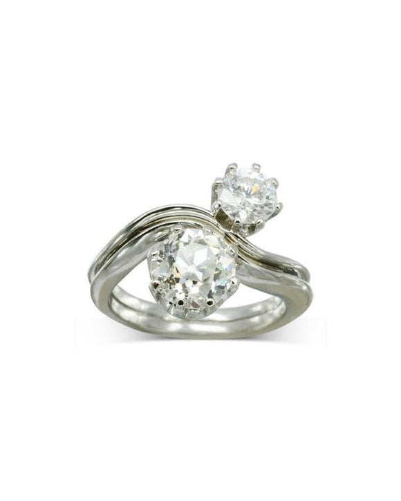 Platinum Diamond Ring with Offset Wave Ring Pruden and Smith