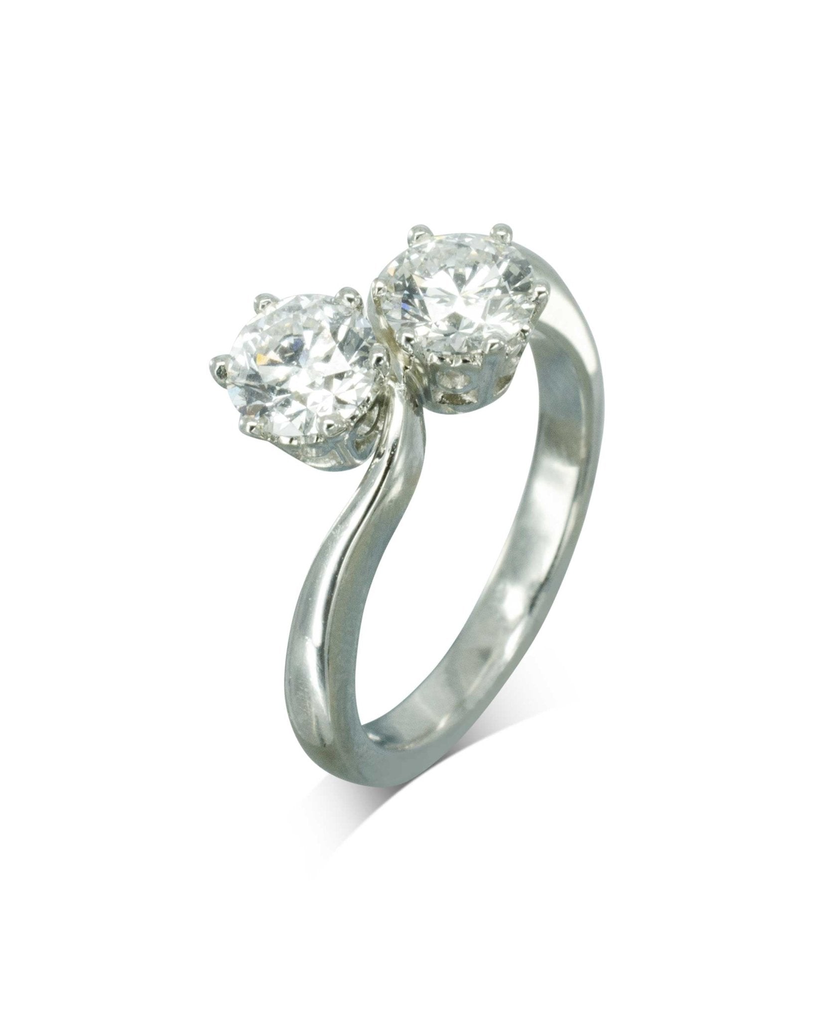 Platinum Diamond Ring with Offset Wave Ring Pruden and Smith