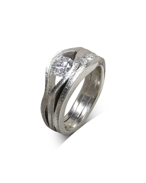 Platinum Diamond Three Strand Trap Eternity Ring Ring Pruden and Smith