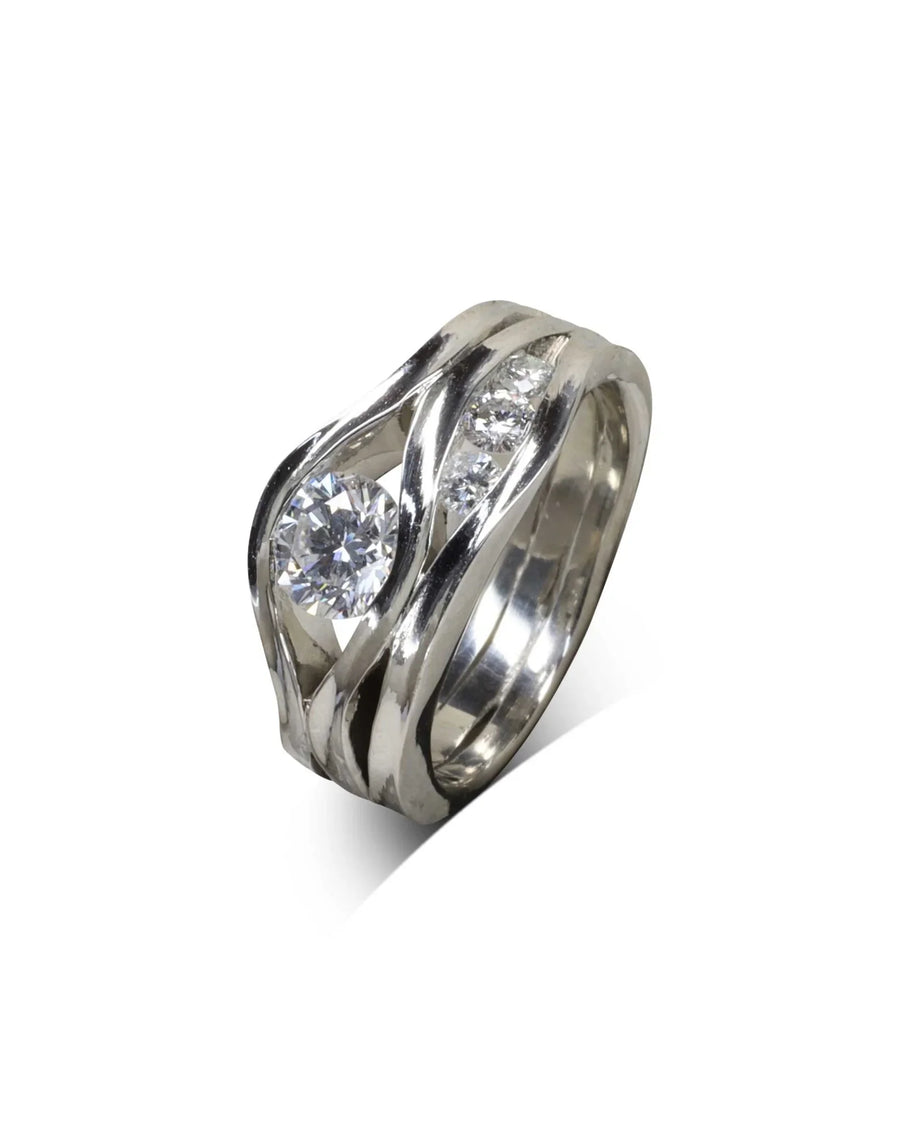 Platinum Diamond Three Strand Trap Eternity Ring Ring Pruden and Smith