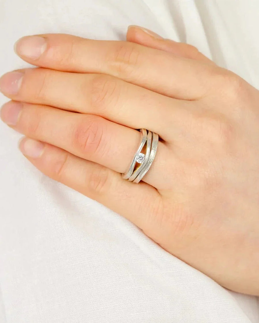 Platinum Diamond Three Strand Trap Eternity Ring Ring Pruden and Smith