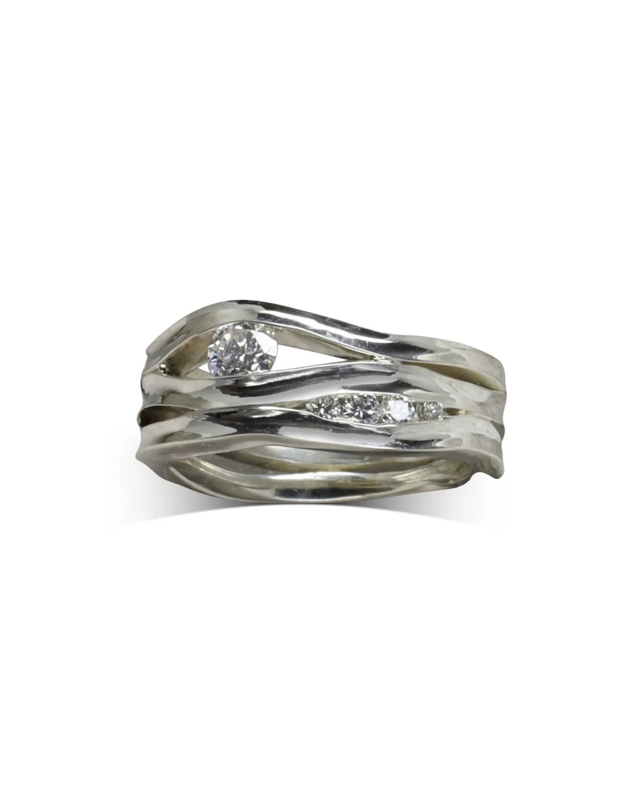 Platinum Diamond Three Strand Trap Eternity Ring Ring Pruden and Smith Polished 0.25ct 4.2mm