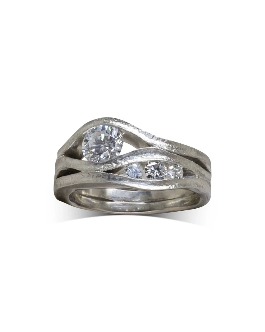 Platinum Diamond Three Strand Trap Eternity Ring Ring Pruden and Smith Textured 0.25ct 4.2mm
