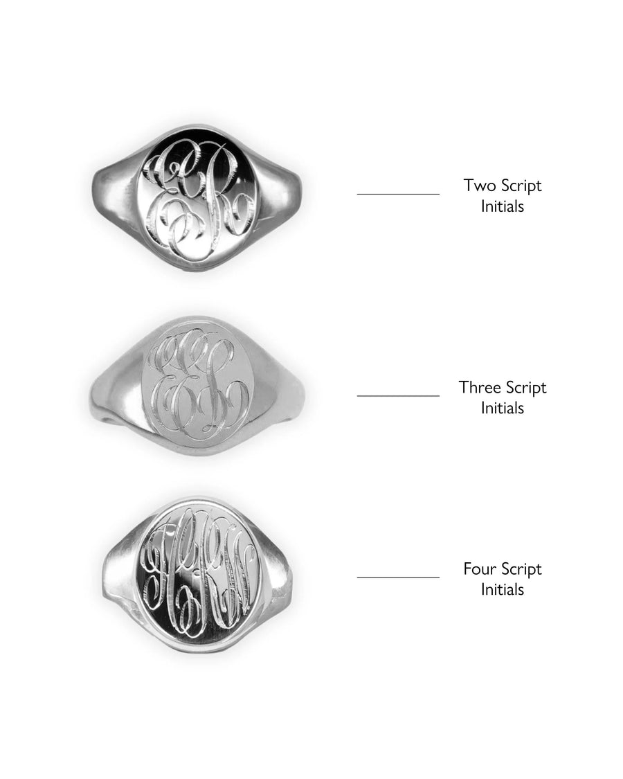 thrteee erngraved pltinum signet rings
