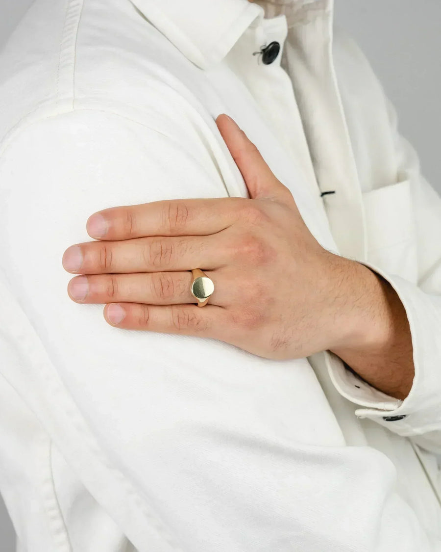Engraved Signet Ring on Model