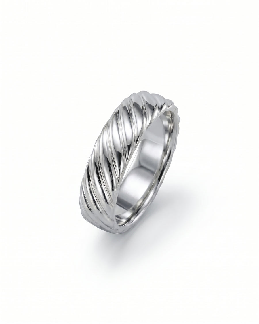 platinum twisted mens wedding ring - white photo