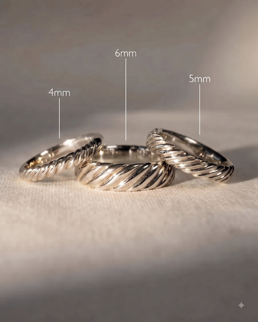 platinum twisted mens wedding ring - widths
