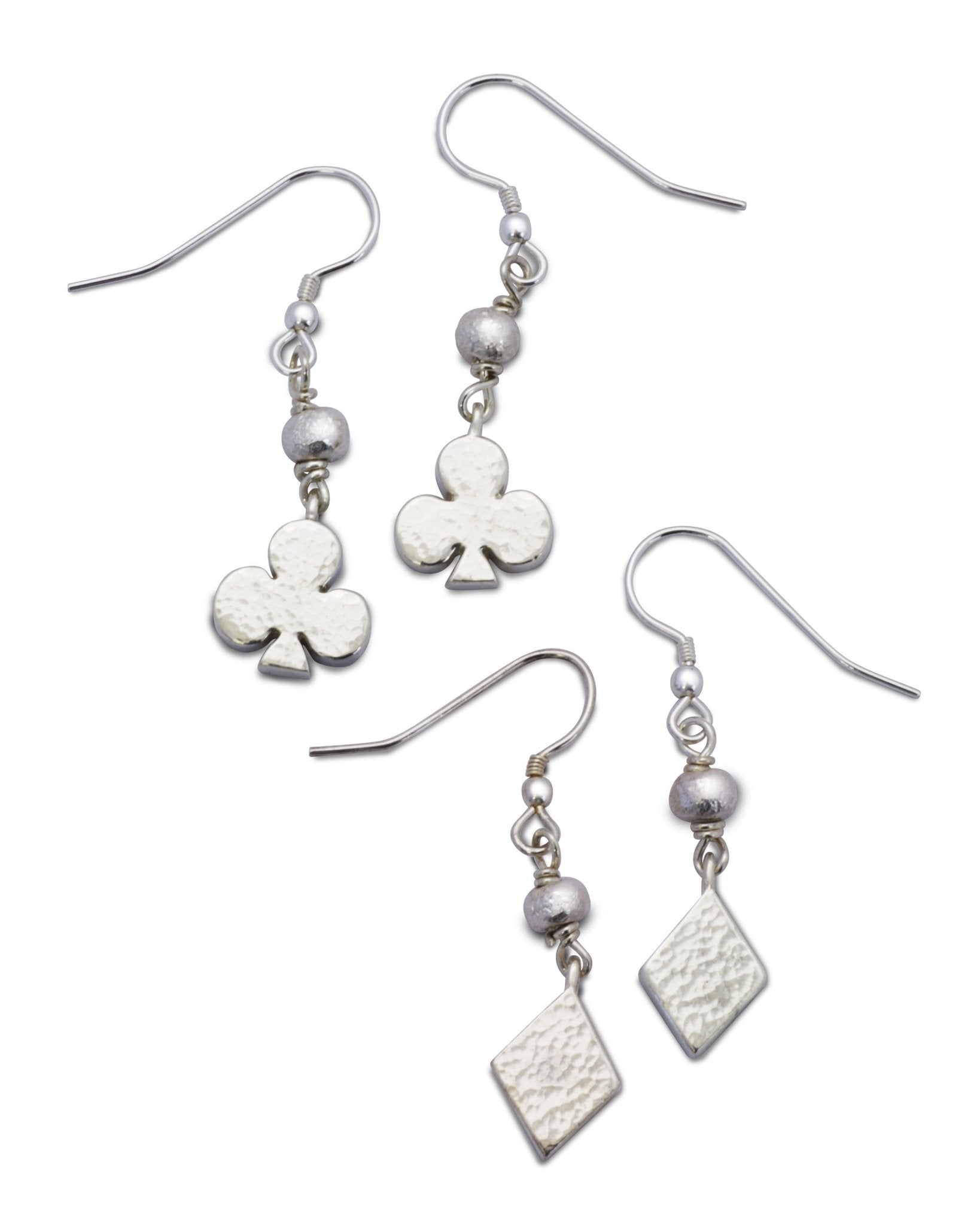 Playing Card Charm Silver Drop Earrings Earrings Pruden and Smith