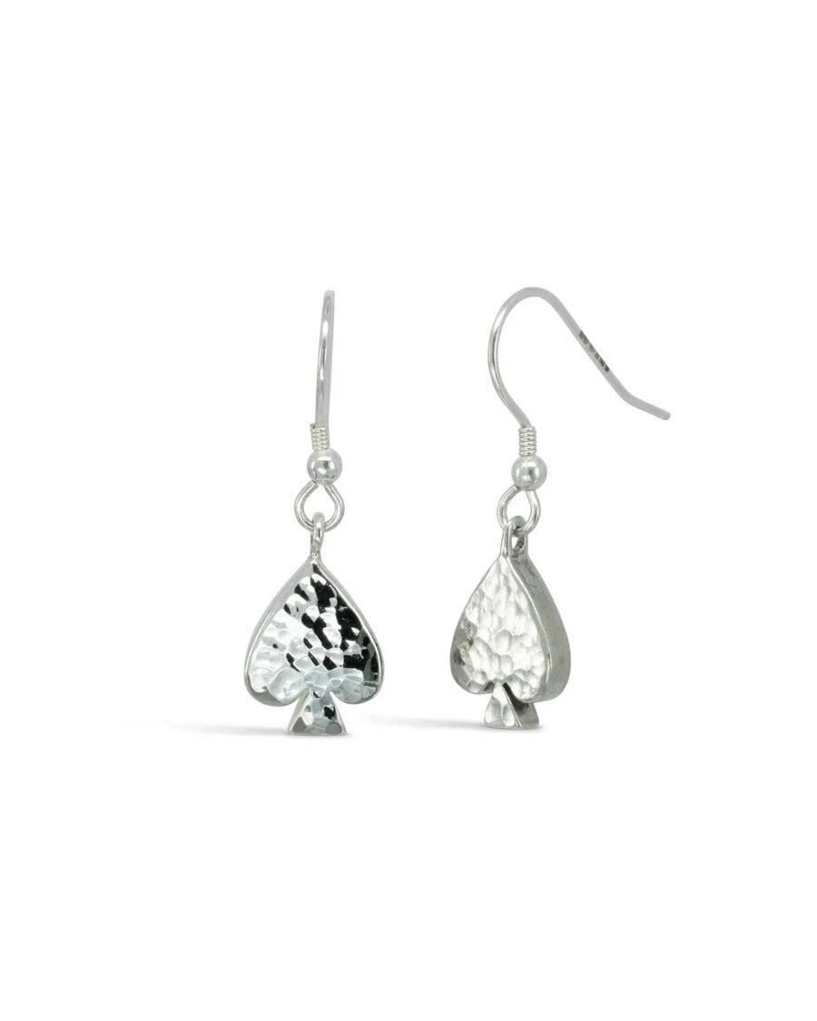 Playing Card Charm Silver Drop Earrings Earrings Pruden and Smith Spade