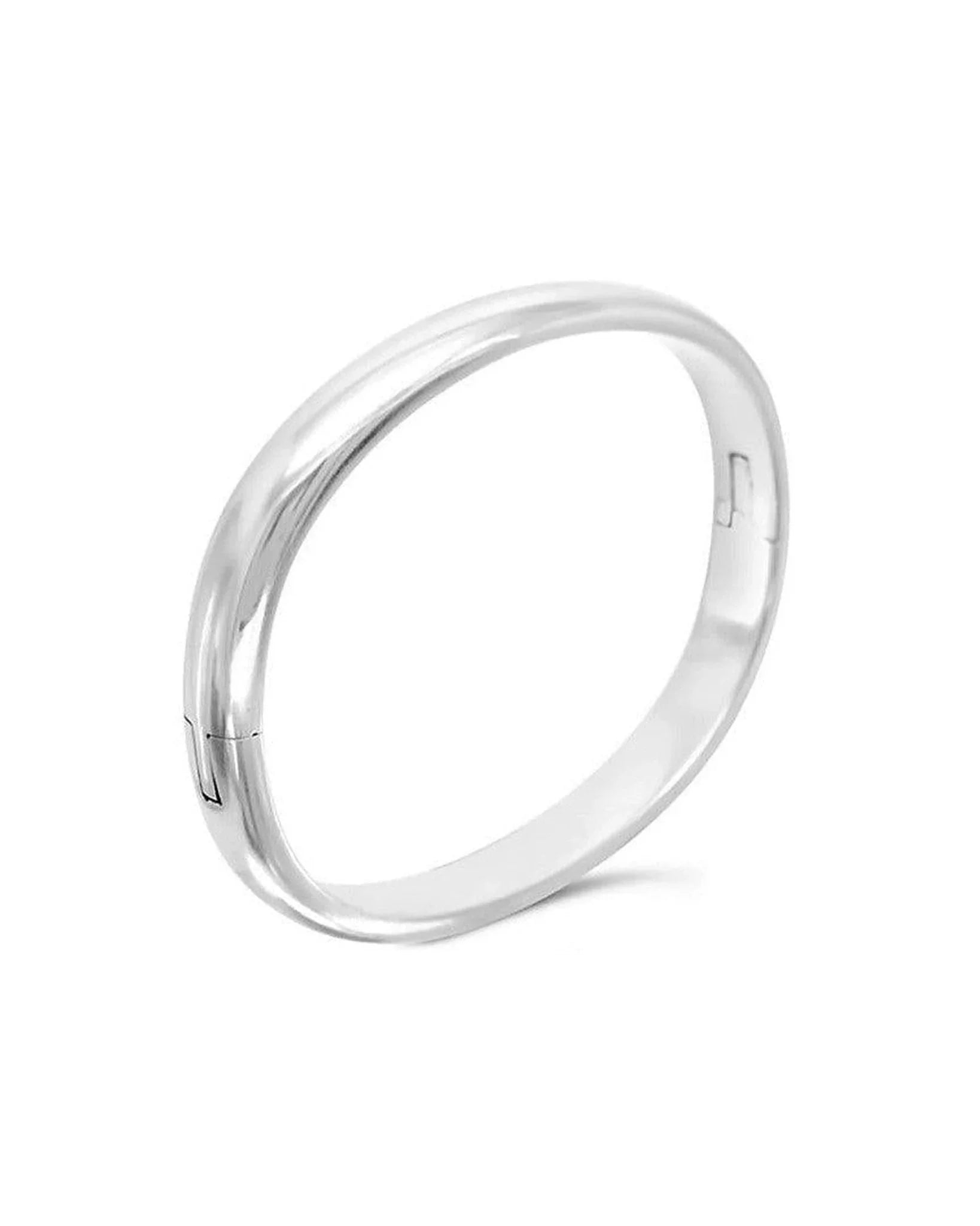 Polished Hinged Oval Solid Silver Bangle Bangle Pruden and Smith