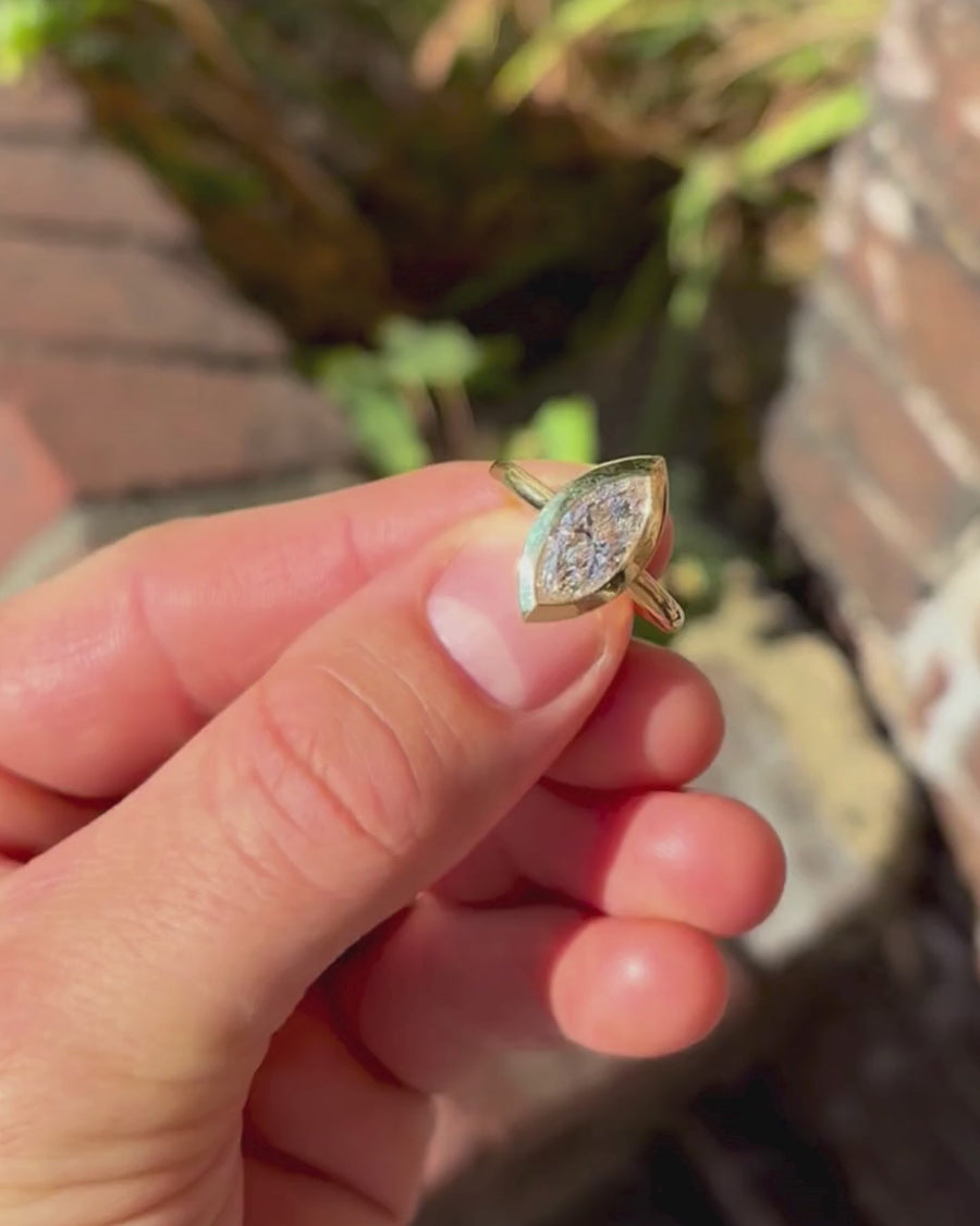 2.02ct Lab-Grown Marquise Cut Bezel Cathedral Engagement Ring