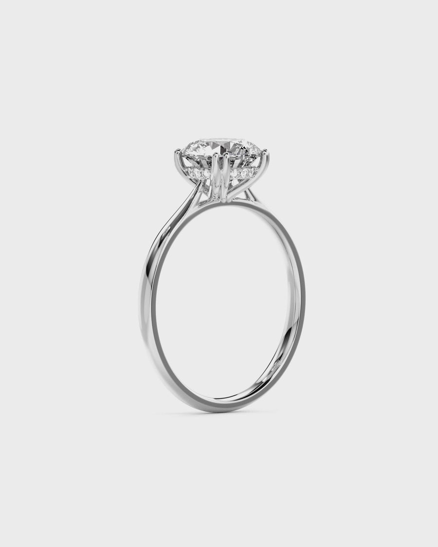 Round Cut Hidden Halo Engagement Ring