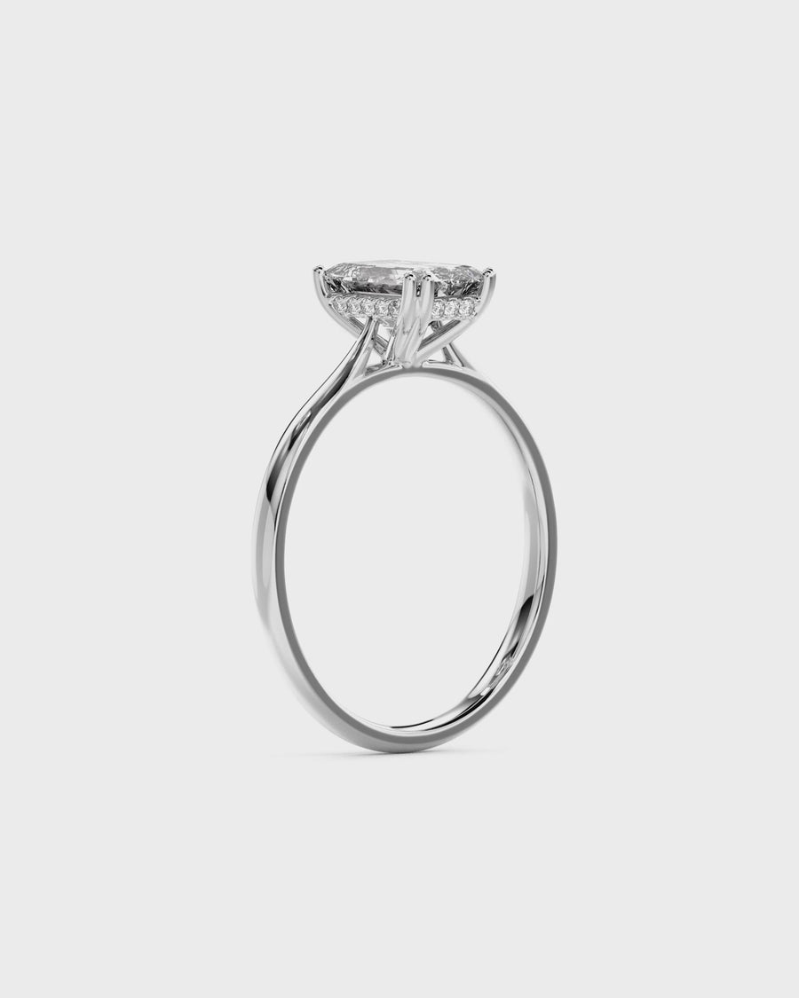 Emerald Cut Hidden Halo Engagement Ring