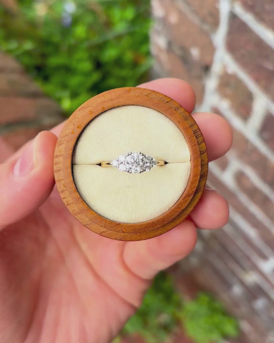 0.87ct Round Cut Trefoil Claw Engagement Ring