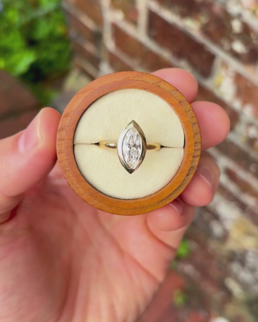 2.03ct Lab-Grown Marquise Cut Bezel Cathedral Engagement Ring