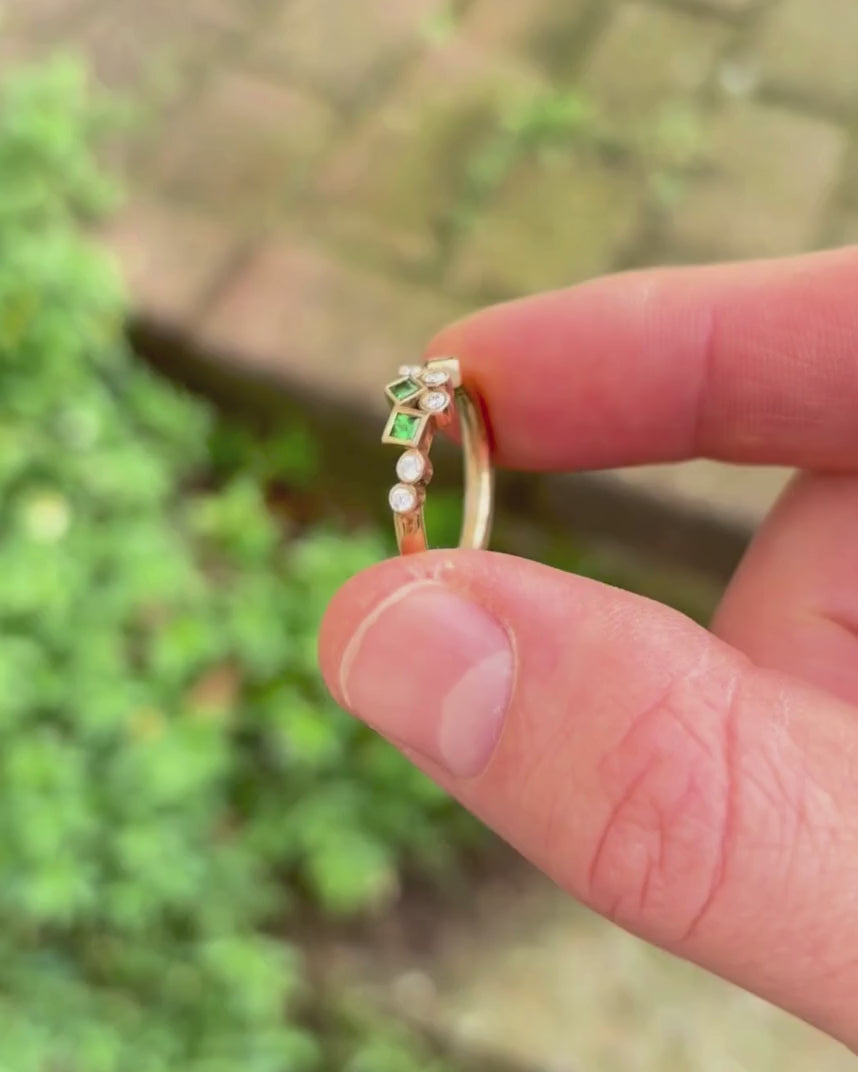 Bubbles Rocky Gemstone Diamond Half Eternity Ring