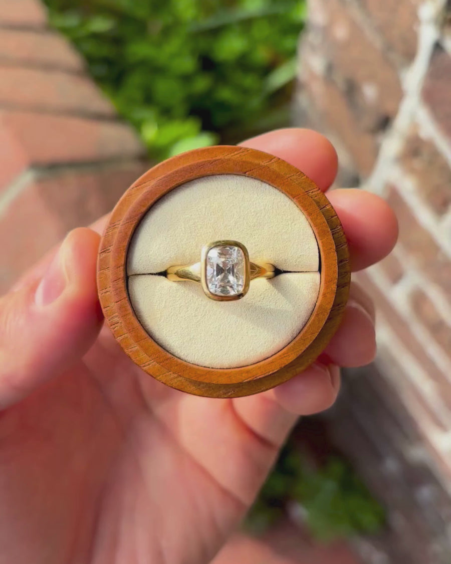 2.57ct Chunky Cushion Cut Bezel Engagement Ring