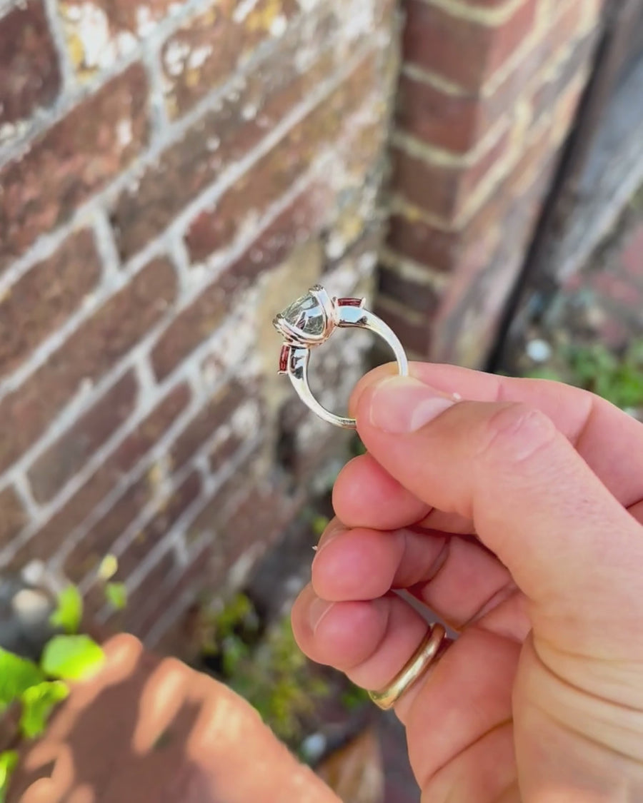 Aquamarine and Orange Sapphire Dress Ring