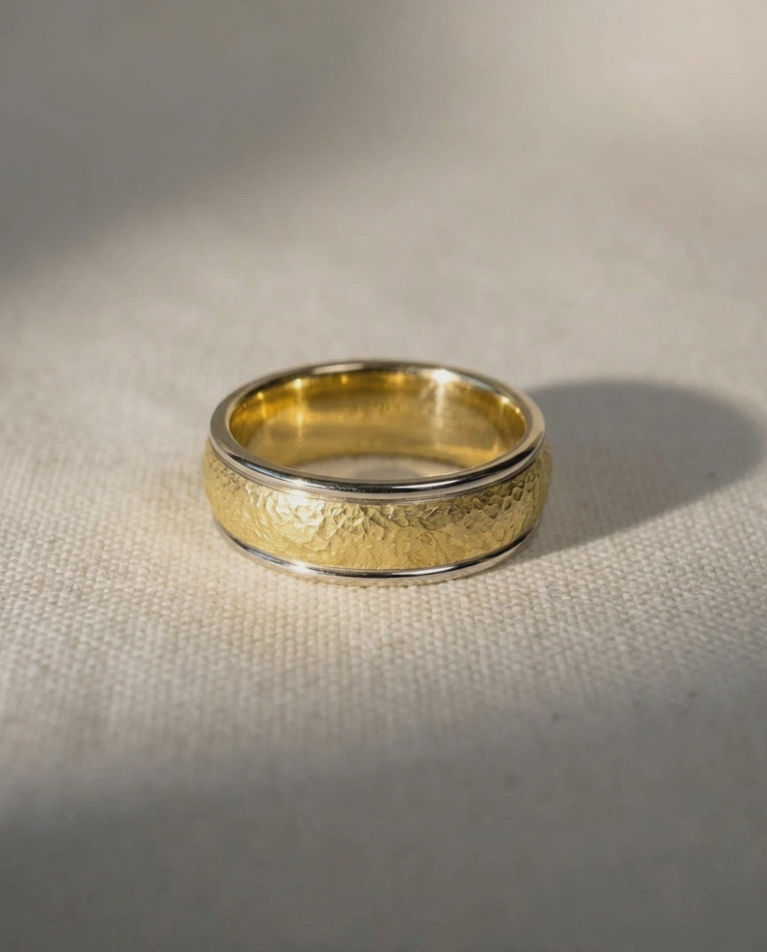 Two Colour Matte Gold Wedding Band