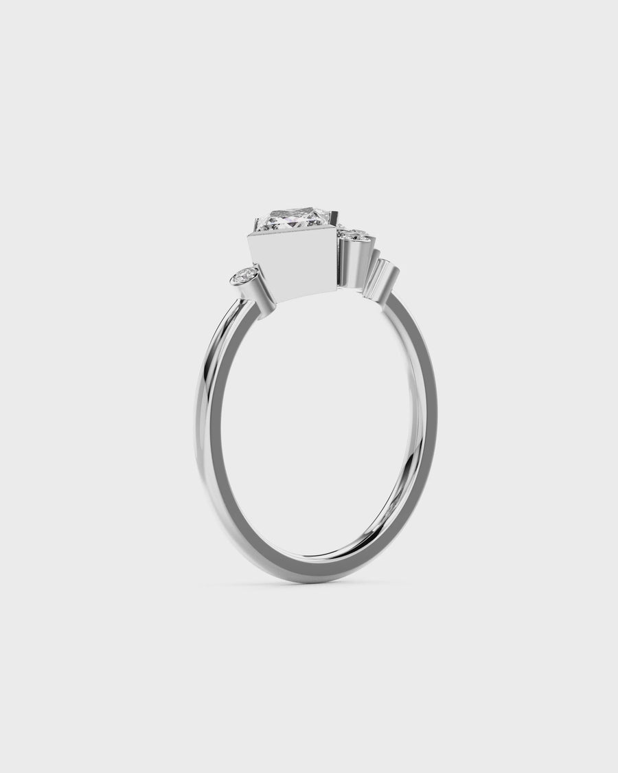 1.03ct Emerald Cut Lab-Grown Rocky Water Bubbles Engagement Ring