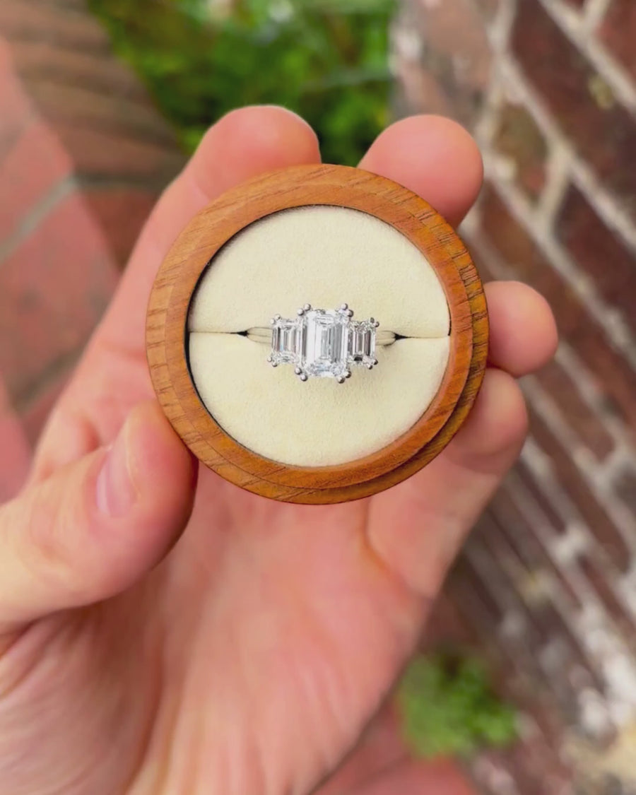 Emerald Hidden Halo Trilogy Engagement Ring