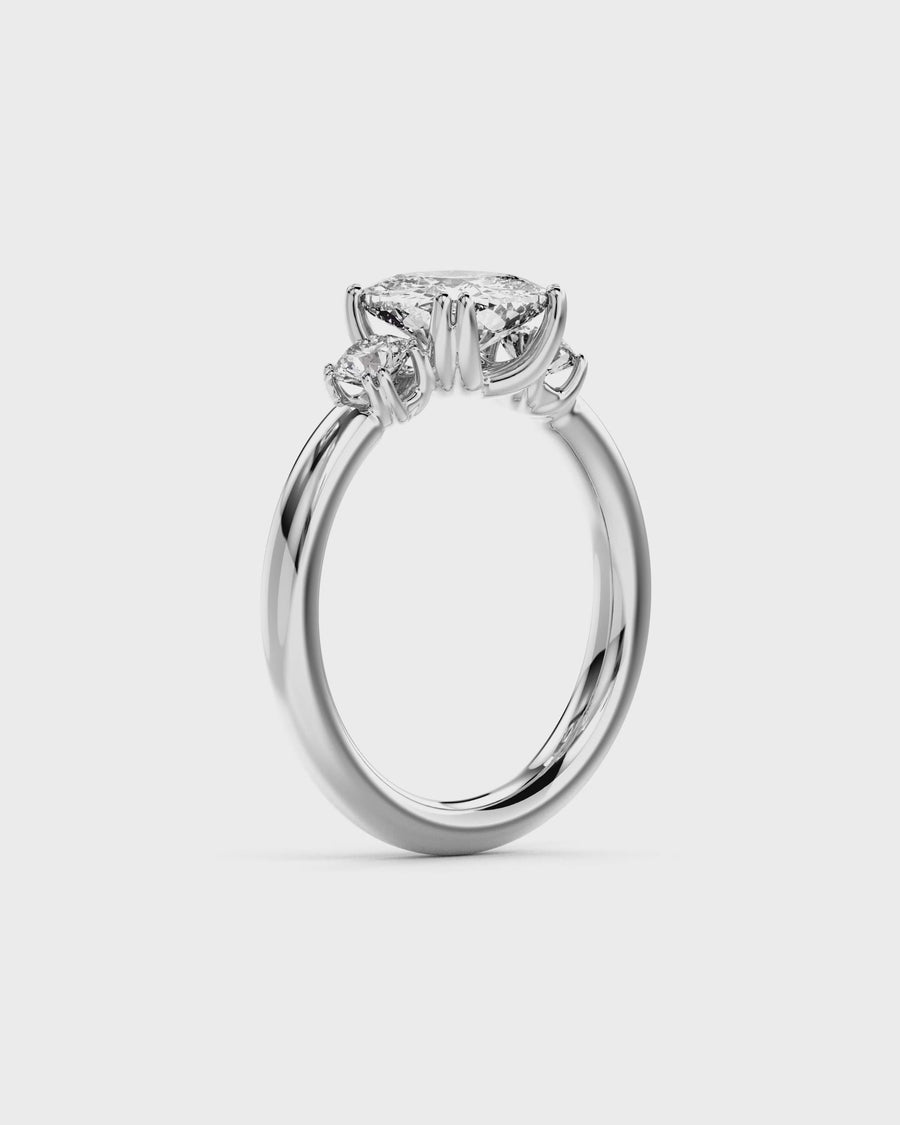 Cushion Cut Trilogy Engagement Ring
