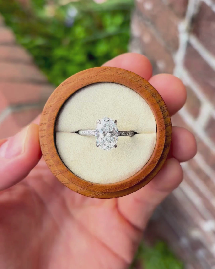 3ct Lab Diamond Oval Bouquet Solitaire Engagement Ring with Pavé Band