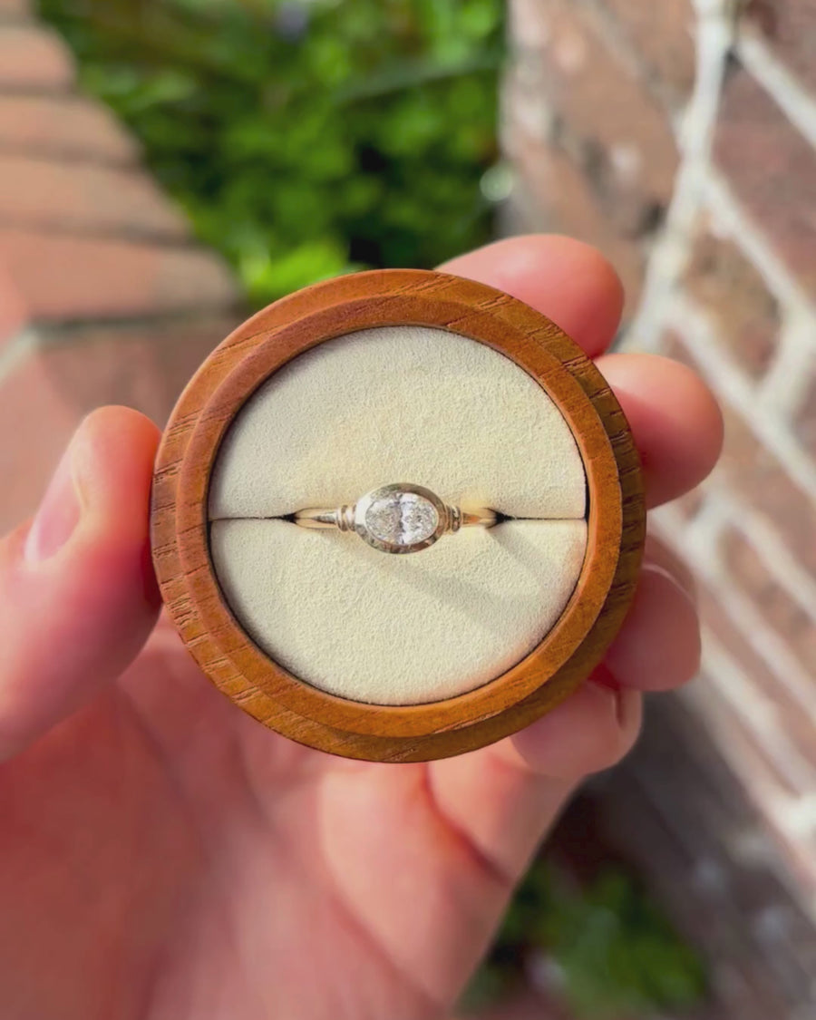 0.7cts Oval Bezel Set East West Diamond Engagement Ring