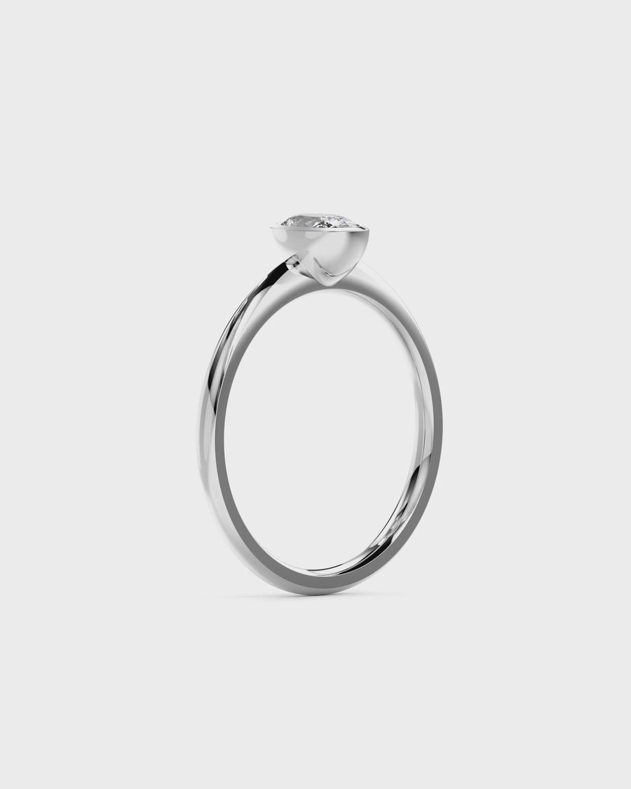 0.31ct Oval Cut Natural Diamond Bezel Engagement Ring