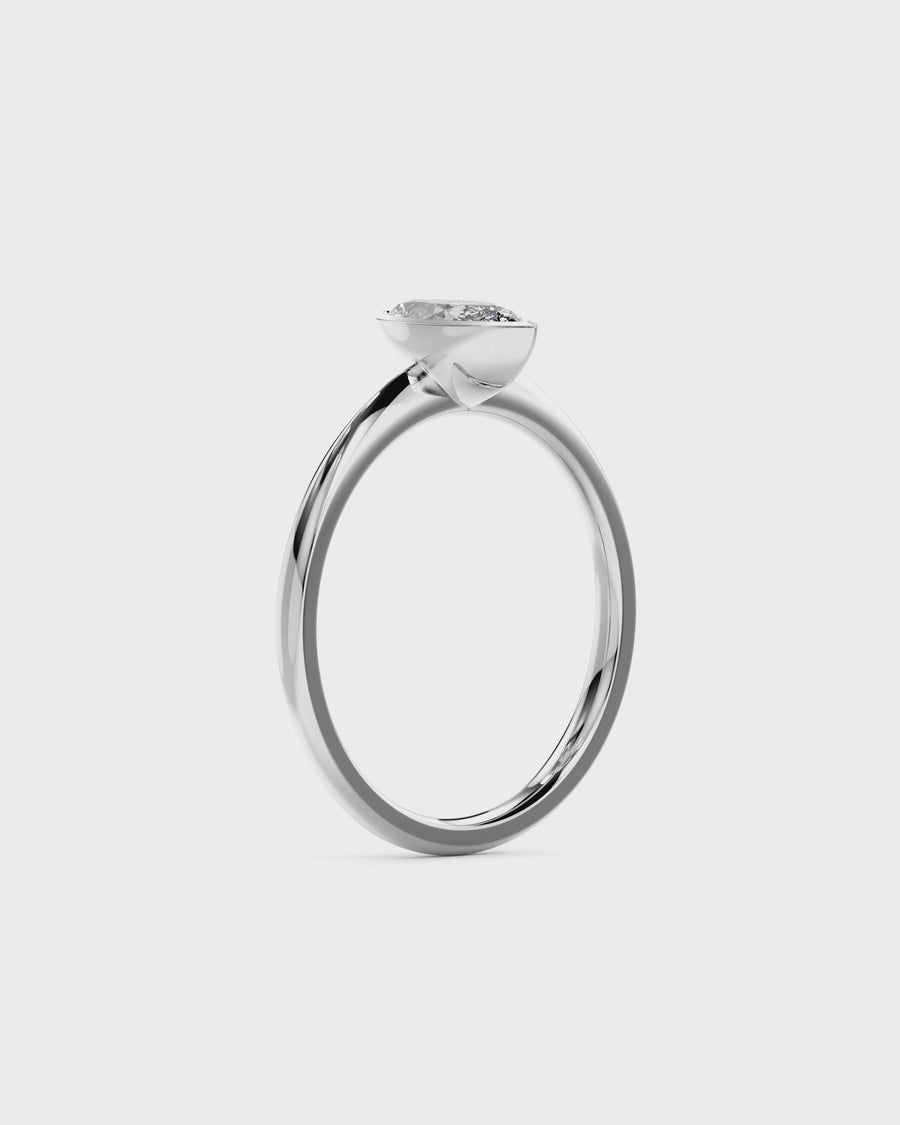 0.32ct Marquise Cut Natural Diamond Bezel Engagement Ring