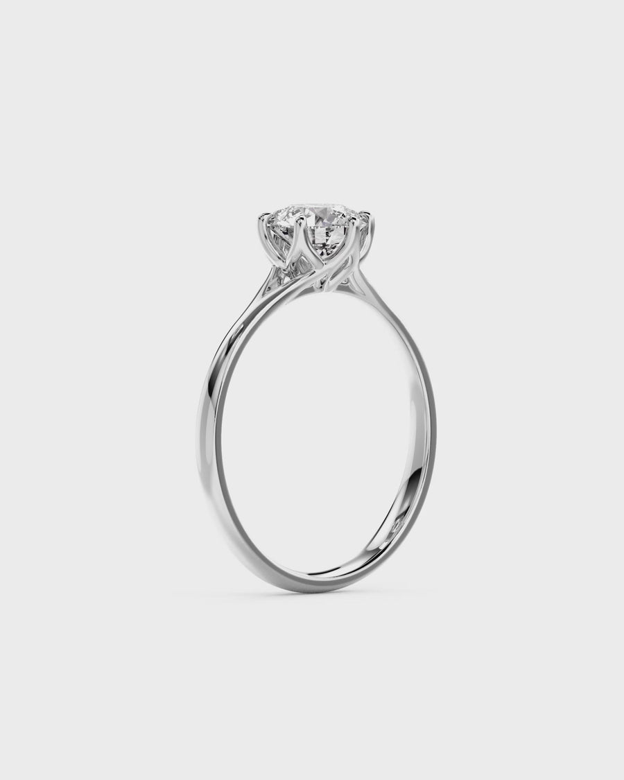Round Cut Tulip Claw Engagement Ring