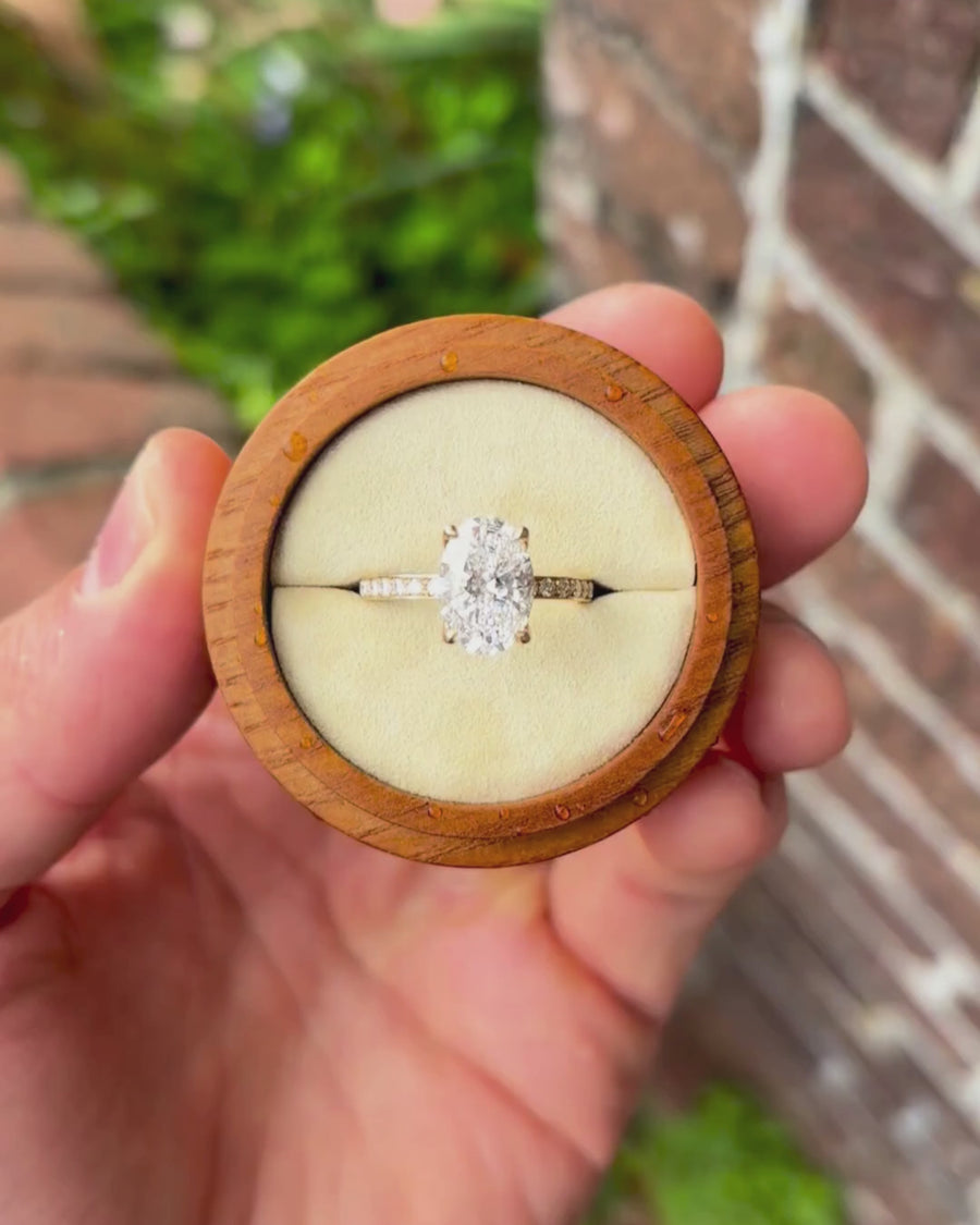 2.81ct Lab-Grown Oval Bouquet Solitaire Engagement Ring with Pavé Band