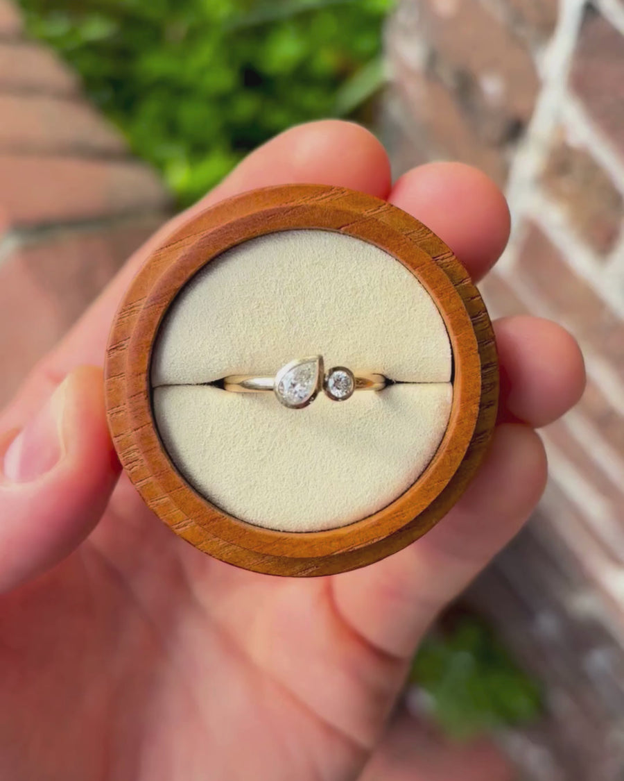 Natural Toi et Moi Bezel Engagement Ring