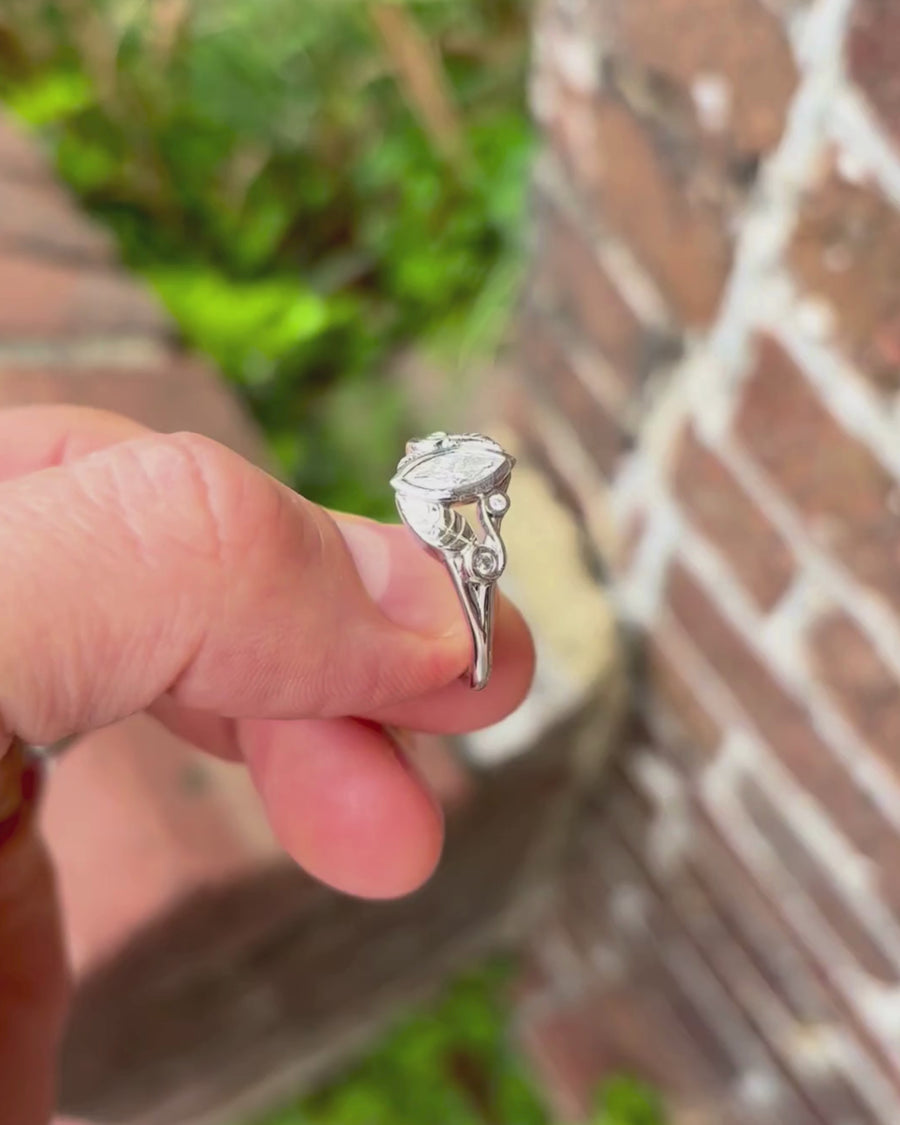 0.6ct Natural Marquise Leaf Engagement Ring