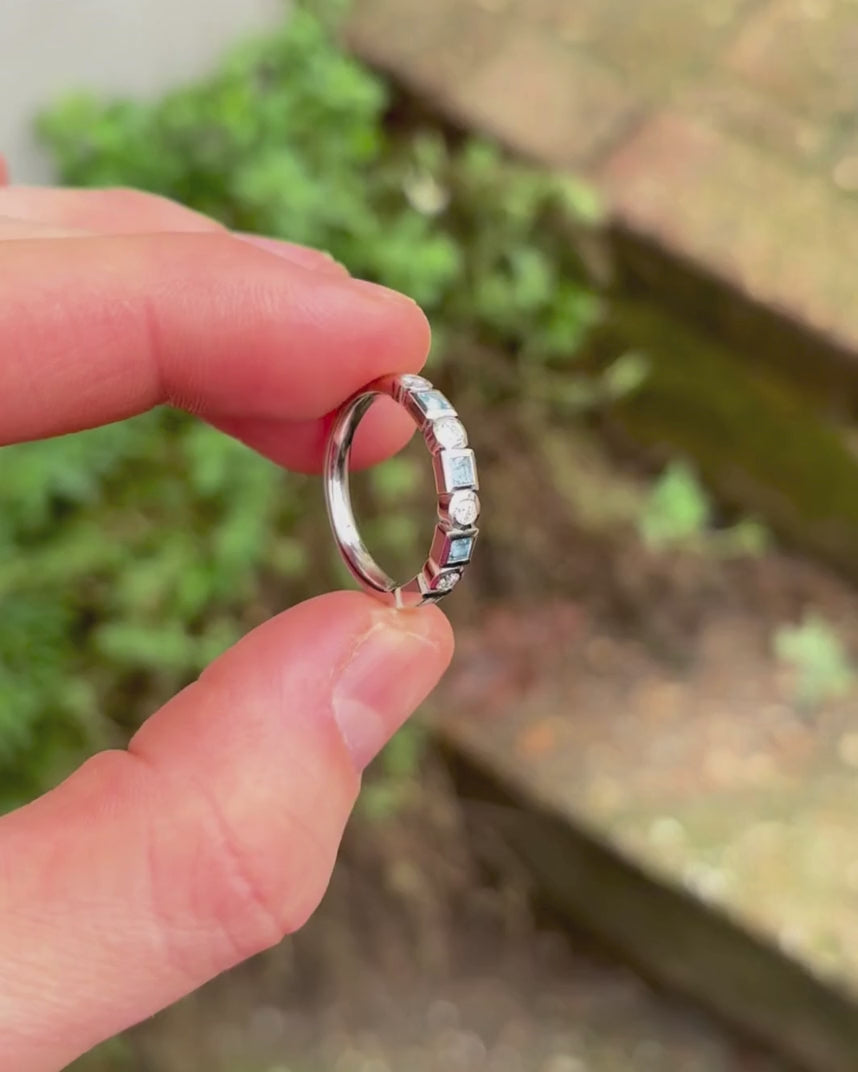 aquamarine platinum eternity ring