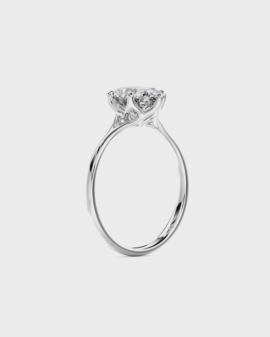 Oval Cut Tulip Claw Engagement Ring
