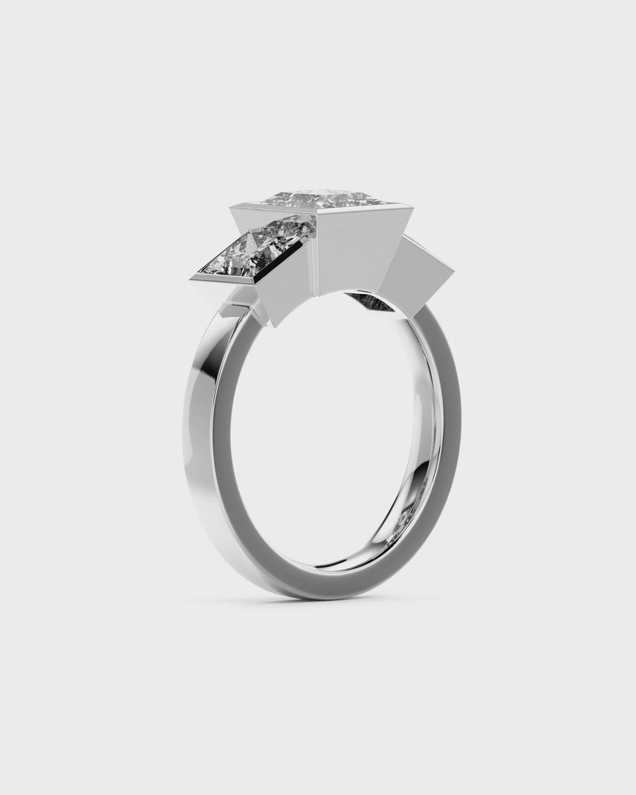 Princess Cut Art Deco Trilogy Engagement Rings