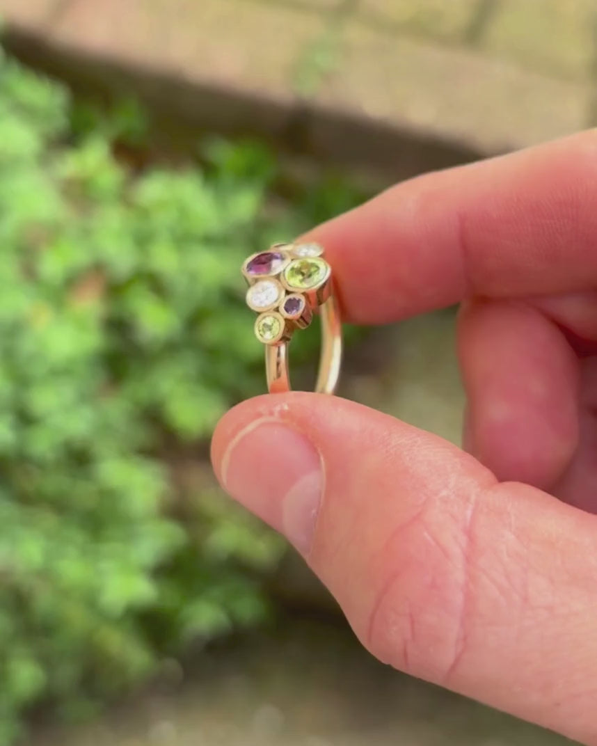 Water Bubbles Suffragette 9ct Yellow Gold Ring