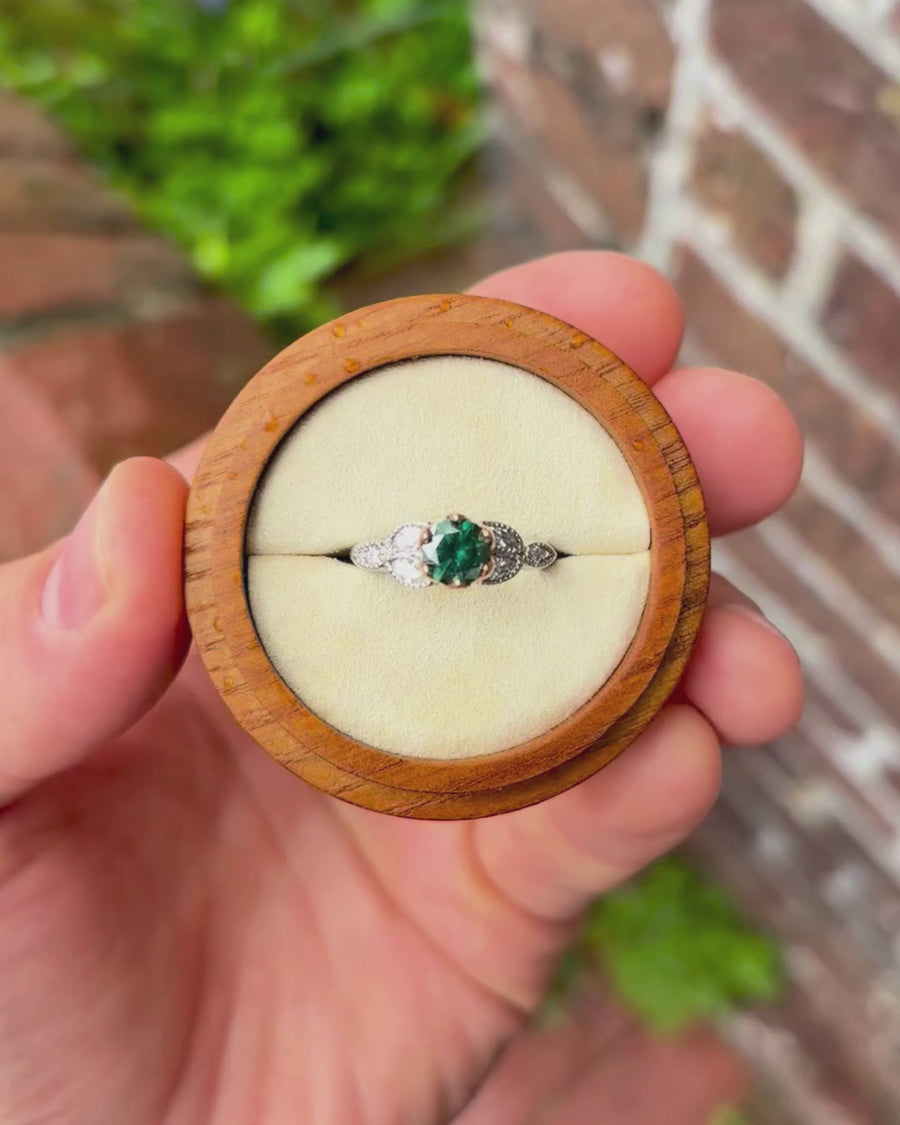 Vintage Green Diamond Engagement Ring