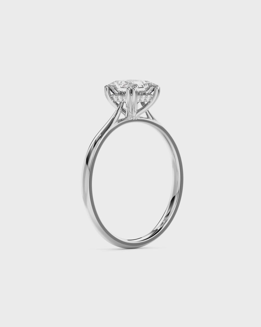 Princess Cut Hidden Halo Engagement Ring