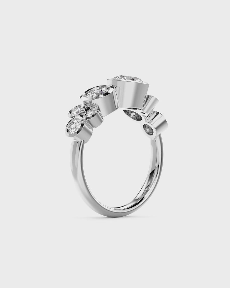 0.78ct Round Cut Lab-Grown Large Water Bubbles Engagement Ring