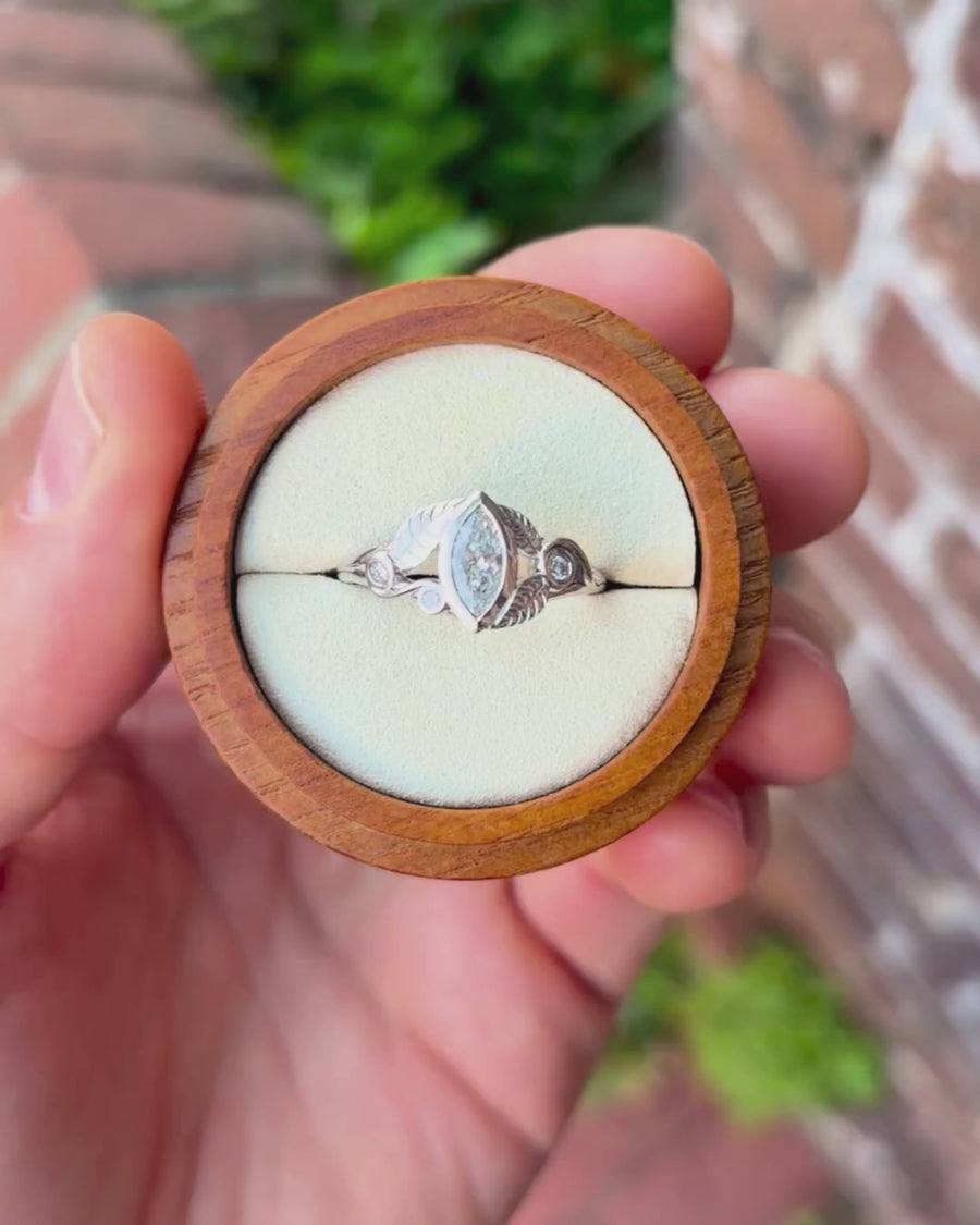 0.6ct Natural Marquise Leaf Engagement Ring