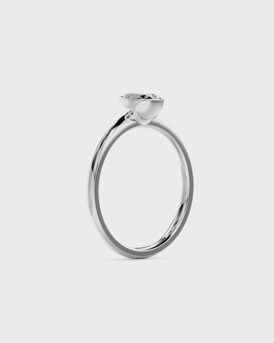 0.33ct Pear Cut Natural Diamond Bezel Engagement Ring