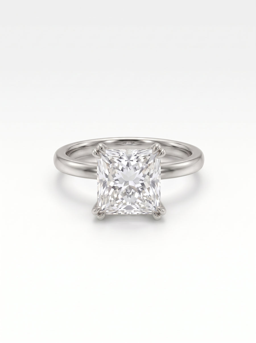 Princess Cut Hidden Halo Engagement Ring