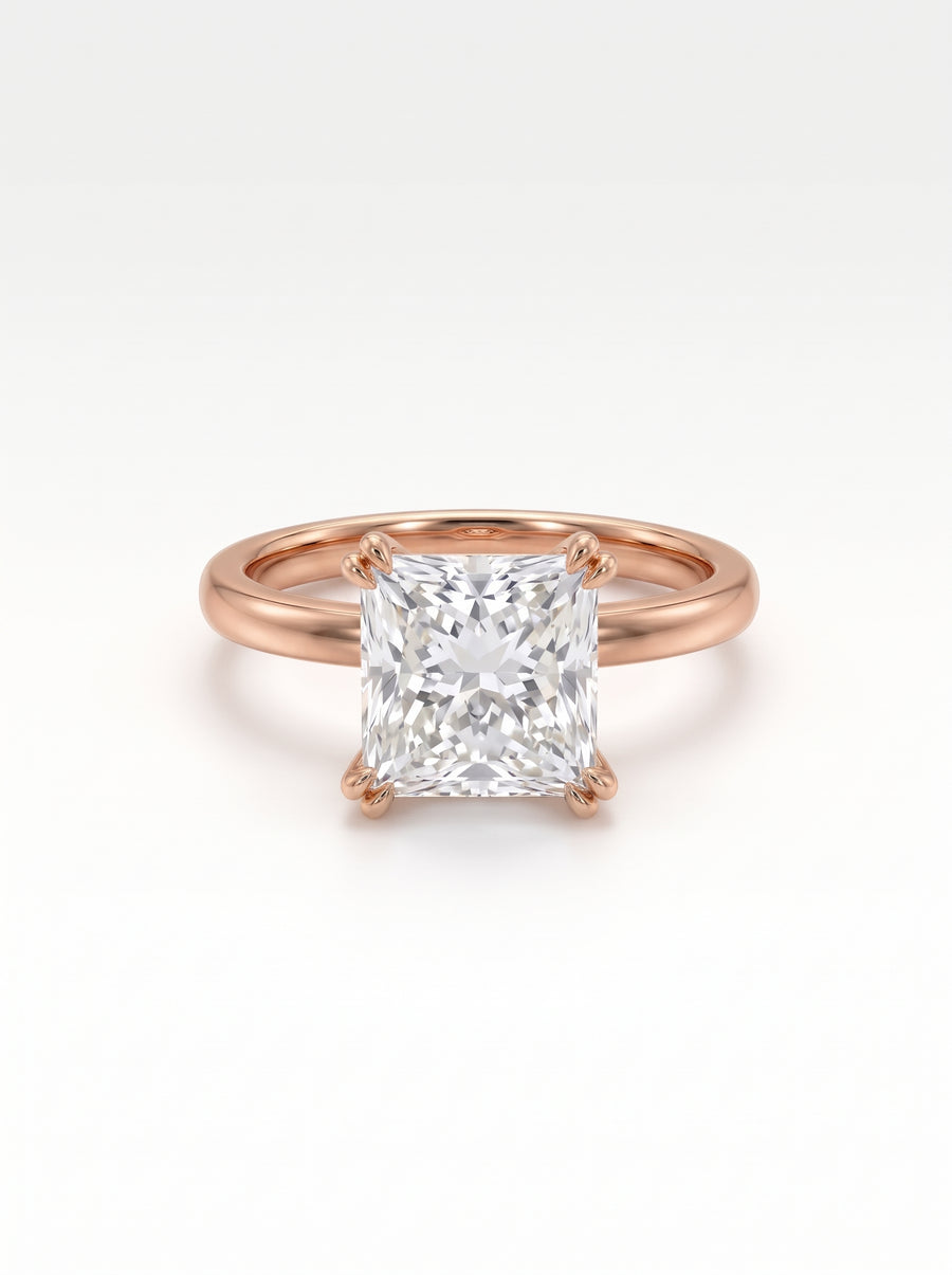 Princess Cut Hidden Halo Engagement Ring
