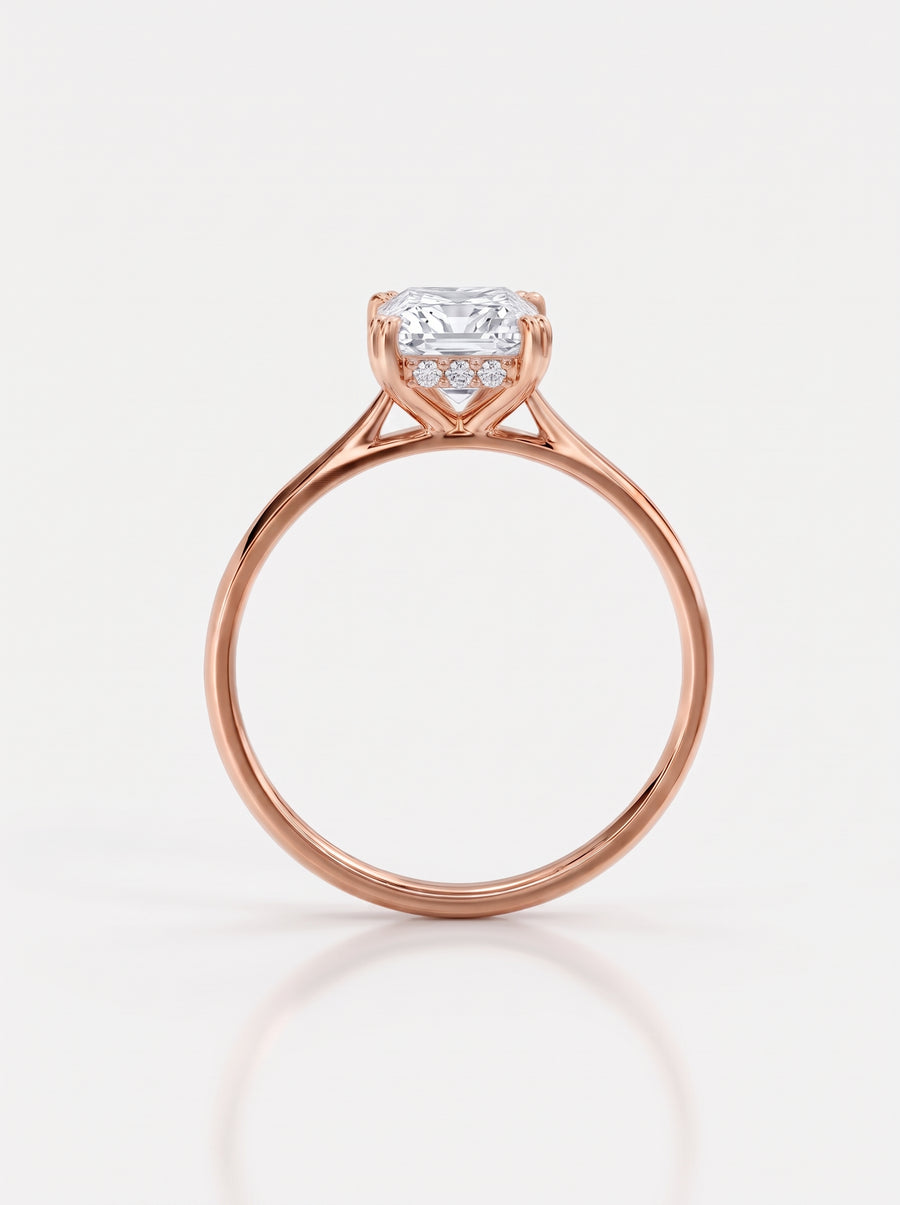 Princess Cut Hidden Halo Engagement Ring
